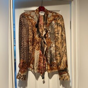 VINTAGE Carlisle Women's Animal and Baroque Print Blouse